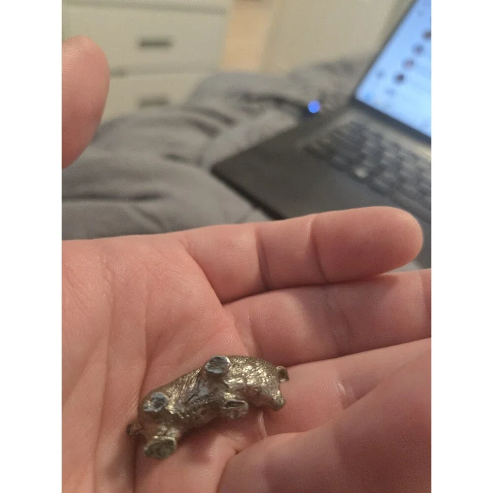 Vintage 1970's Pewter Miniature Hog Pig Figurines Figure Collectible Doll House